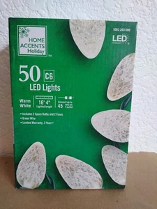 50 LED C6 String Light Warm White Constant ON Home Accents Holiday Christmas NEW - Picture 1 of 3