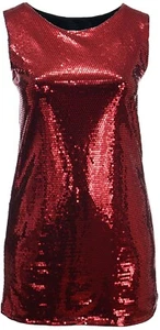 Vestido midi sin mangas de lentejuelas rojo brillante para mujer ropa de fiesta damas talla grande - Imagen 1 de 2