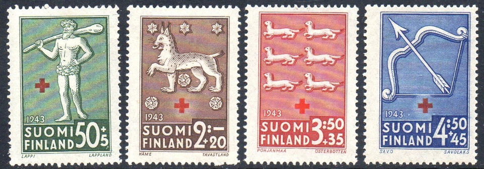 [OOS] Finland #Mi271-Mi274 MH 1943 Red Cross Arms Healthcare [B54-B57] - Image 1 of 1