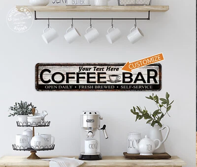 Custom Coffee Bar Sign Shop Corner Cafe Barista Fresh Coffee Shop 104182002076 - Image 1 of 4