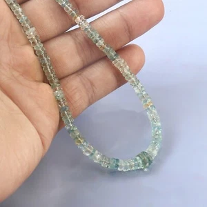 PERLEN 17" ZOLL HALSKETTE Schmuck Aquamarin GLATT 3-7 MM EDELSTEIN 1058 - Bild 1 von 3