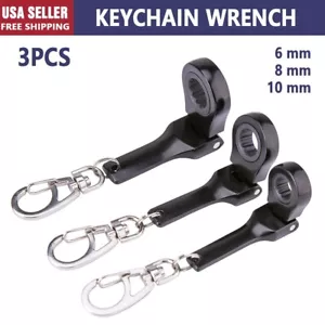 3Pcs 6/8/10mm Ratcheting Wrench Key Chains Portable Ratchet Wrench Keychain Key - Picture 1 of 5