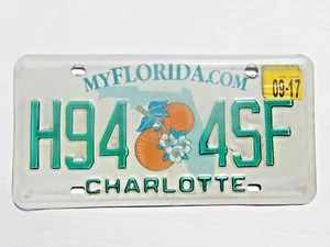 PLACA DE LICENCIA VINTAGE FLORIDA MYFLORIDA.COM CHARLOTTE naranjas + flores $9.95 - Imagen 1 de 4