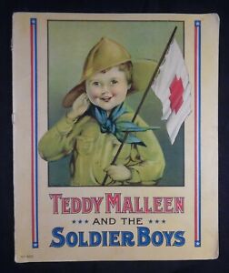 TEDDY MALLEEN & THE SOLDIER BOYS - Vintage WWI Illustrated Children's Softcover