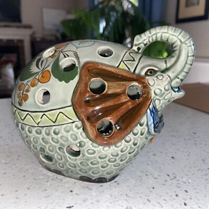 Portacandele votive ceramica elefante Messico CE RA Noe Soro design floreale - Foto 1 di 10