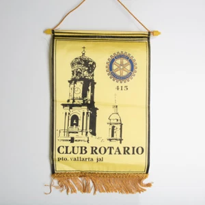 Vintage Rotary Club International Club Rotario Pto Vallarta Jal  Flag Banner  - Picture 1 of 6