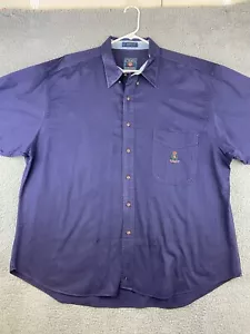 Ralph Lauren Vintage 90s Chaps Denim Shirt 1XB Men's Navy Blue Long Sleeve - Picture 1 of 10