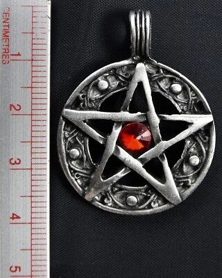 Pentagrama Pentáculo Estrella Peltre Colgante Pagano Celta Motociclista Cordón Ajustable Foto 1 de 2