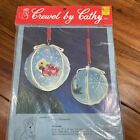 Crewel by Cathy Christmas Ornament Kits  Makes 2 Mouse & Candle Blue Vintage