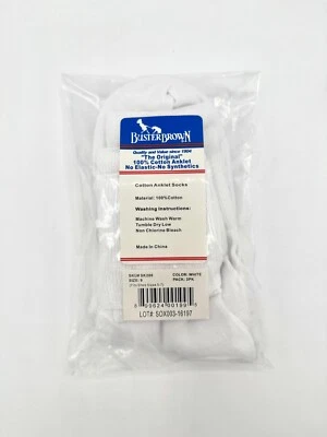 Buster Brown 100% Cotton Anklet Socks 3 Pairs Black White No Elastic Sz Opt - Image 1 of 4