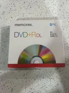 Memorex 5-Pack DVD+R DL Dual Layer Discs 8x 8.5GB 240min NEW - Picture 1 of 4