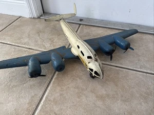 Large c40s Buddy L Pressed Steel TRANSPORT AIRPLANE Wood Wheels AS IS SALE - Picture 1 of 9