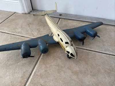 Large c40s Buddy L Pressed Steel TRANSPORT AIRPLANE Wood Wheels AS IS SALE - Image 1 of 4