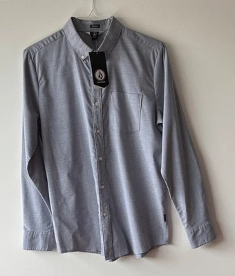 Volcom Mens Gray Long Sleeve Button Up Oxford Shirt Modern Fit Skater Dad Size M - Image 1 of 4
