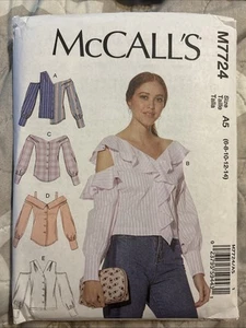 McCall's M7724 Off Shoulder, Cold Shoulder Button Front Tops CHOOSE SIZE UNCUT - Picture 1 of 1