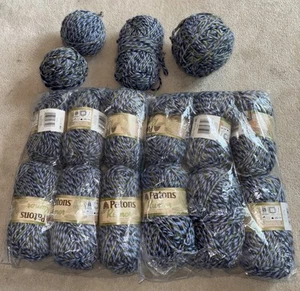 Lot of 12 Skeins Plus Patons Rumor ALPCA BLEND YARN Halcyon Heather Blue Bulky - Picture 1 of 6