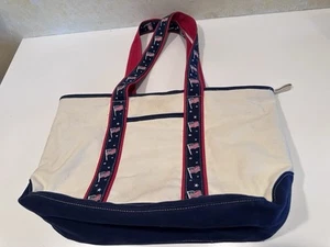 Joe Boxer Canvas Shoulder Tote American Flag Patriotic Details Outside PocketEUC - Picture 1 of 16