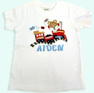 Personalized Birthday Train Shirt | Boys Tee | Embroidered T-Shirt | - Picture 1 of 4