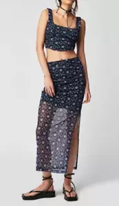 NUEVO FREE PEOPLE NIGHT SKY GALAXY CORSÉ MALLA FLORAL CONJUNTO DE 2 PIEZAS FALDA SUPERIOR TALLA S - Imagen 1 de 10