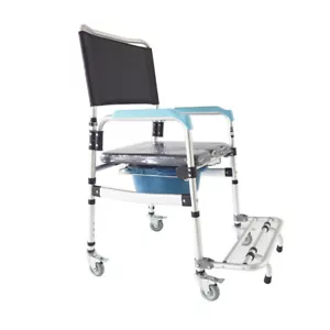 Mobile Transport Commode Toilet Bathing WheelChair for Elderly Pregnant Foldable - Picture 1 of 11