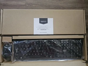 Set Of 2 Amazon Basics KU-0833 Wired Keyboard & Mouse 1 Sealed 1 Open Box - Picture 1 of 4