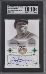 2014 Panini Hall of Fame TONY GWYNN Padres Green HOF 4/10 SGC 10 / AUTO 10 - Picture 1 of 2