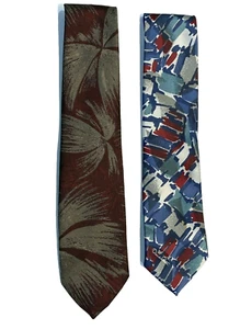 Oscar de la Renta Studio Neckties Abstract Patterns Lot of 2 Ties Made in USA - Picture 1 of 9