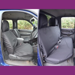 Ford Ranger Double Cab 1999-06 Black Tailored Waterproof Front Rear Seat Covers - Picture 1 of 3