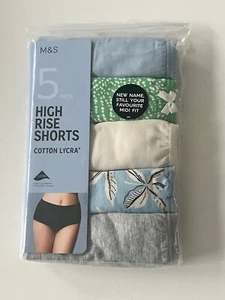COLECCIÓN M&S AZUL POLVORIENTO 5 pk ALGODÓN LYCRA PANTALONES CORTOS DE TIRO ALTO - Imagen 1 de 6