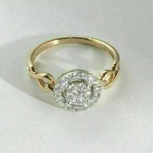 Antiker Ehering Vintage Art Deco 3,10 ct weißer Diamant 14 K Gelbgold FN - Bild 1 von 3