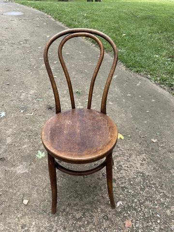 KC AREA ~ ANTIQUE HEYWOOD WAKEFIELD OAK BENTWOOD BISTRO/DINING CHAIR Cover