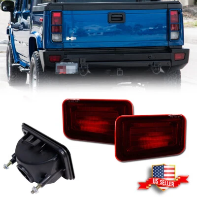 OE-Spec Red Lens Rear Bumper Reflectors Tail Light Lamps For 2005-2009 Hummer H2 - Image 1 of 4