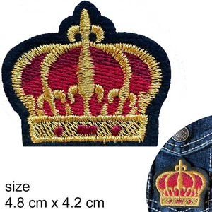 Golden crown Iron on patch - red gold royal king queen majesty iron-on patches - Picture 1 of 2