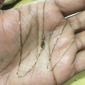 14K Solid Yellow Gold 1MM Lobster Clasp Box Link Chain Pendant Necklace 20" - Picture 1 of 2