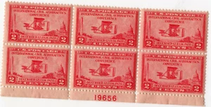 Scott #649 Red Aeronautics Conference Plate Block of 6 Stamps - MNH P#19656 - Picture 1 of 2