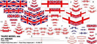  TM400/A04  TAURO MODEL LINE BANDIERE NAVALI 1/400 - ROYAL NAVY  - Immagine 1 di 2
