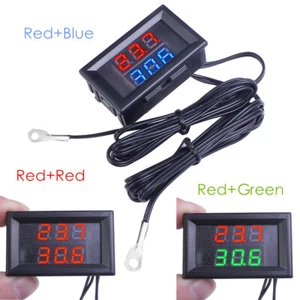 DC4-28V Dual LED Display Digital Temperature Sensor NTC Metal Probe Thermometer - Picture 1 of 17