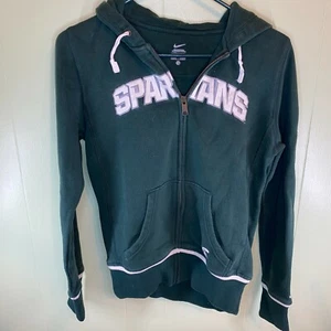 Nike Michigan State Spartans Hoodie Hooded Sweatshirt Womens XS Green Zipper - Picture 1 of 8