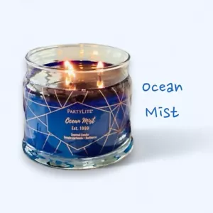 PARTYLITE OCEAN MIST 3 WICK GLASS JAR CANDLE NEW IN BOX 45HR BURN TIME G7364Q - Picture 1 of 13