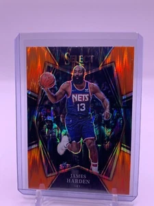 2021-22 SELECT PRIZM ORANGE FLASH JAMES HARDEN #132 BROOKLYN NETS PREMIER LEVEL - Picture 1 of 2