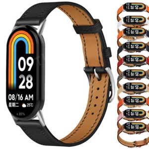 Correa de muñeca de cuero delgada de repuesto para reloj inteligente Xiaomi Mi Band 8/9 NFC - Imagen 1 de 21