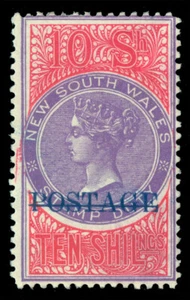 Australia 1904 NEW SOUTH WALES  Victoria  10sh crimson Sc# 108Be perf.12 mint MH - Picture 1 of 2