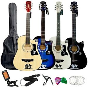 CLASSIC ACOUSTIC GUITAR 6 STRING PACK BOYS GIRLS MUSIC GUITAR 4/4 SIZE 38"