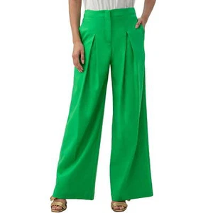 NWOT Trina Turk Wide Leg High Waist Mighty Pants Sz 6 Emerald Green Resort - Picture 1 of 7
