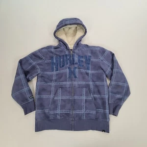 Hurley Sweater Boys Large Blue Hooded Full Zip Lightweight Beach Surf Youth Kids - Picture 1 of 9