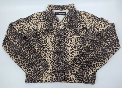 Vintage Fubu Crop Jacket Womens XL Leopard Print Snap Button 90s Y2K Streetwear - Image 1 of 4