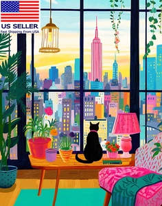 Puzzle 1000 Teile für Erwachsene, Katze in New York, bunte herausfordernde Kunst P - Bild 1 von 6