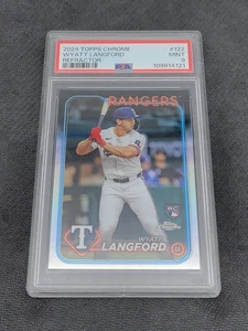 2024 Topps cromo refractor Wyatt Langford PSA 9 RC novato Texas Rangers - Imagen 1 de 2