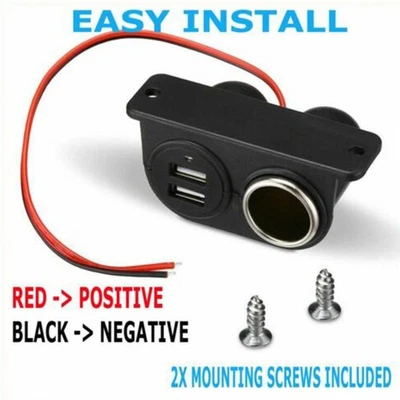 2USB Ports Socket 12V 24V Car Charger Built-In Adapter A9M3 Cars Recessed'' C2G7 - Image 1 of 4