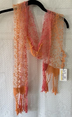 Новый с Ярлыками Noelle женщин шарф кружева тонкий бахрома легкий богемное абрикос новый - Изображение 1 из 4